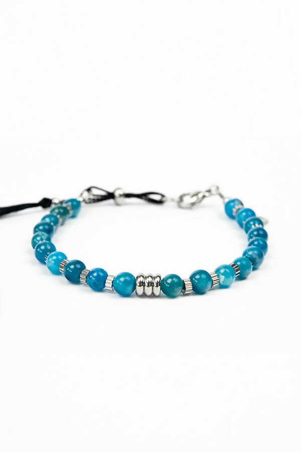 Bracelet homme femme en pierres d'Apatite bleue - MALLORY