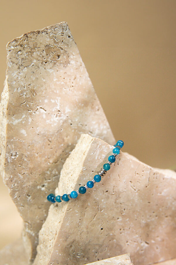 Bracelet homme femme en pierres d'Apatite bleue - MALLORY – Image 4