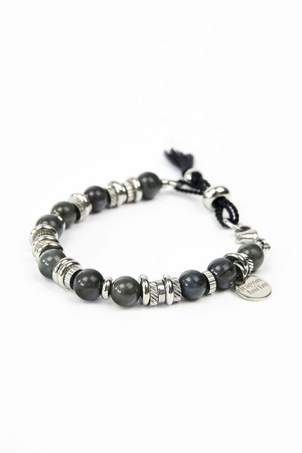 Bracelet chic homme femme en labradorite noire - MALI