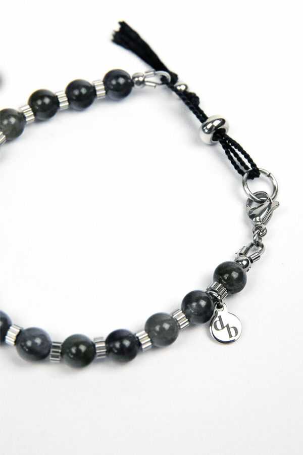 Bracelet en labradorite noire sur fond blanc