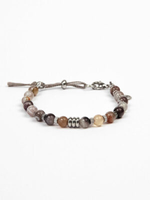 bracelet chic femme homme en agate du botswana marron de face