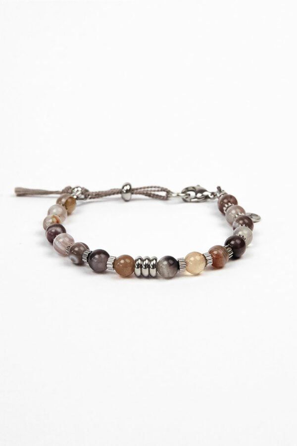 bracelet chic femme homme en agate du botswana marron de face