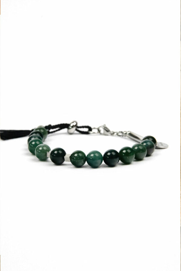 packshot sur fond blanc du bracelet unisexe en agate mousse Thaïs