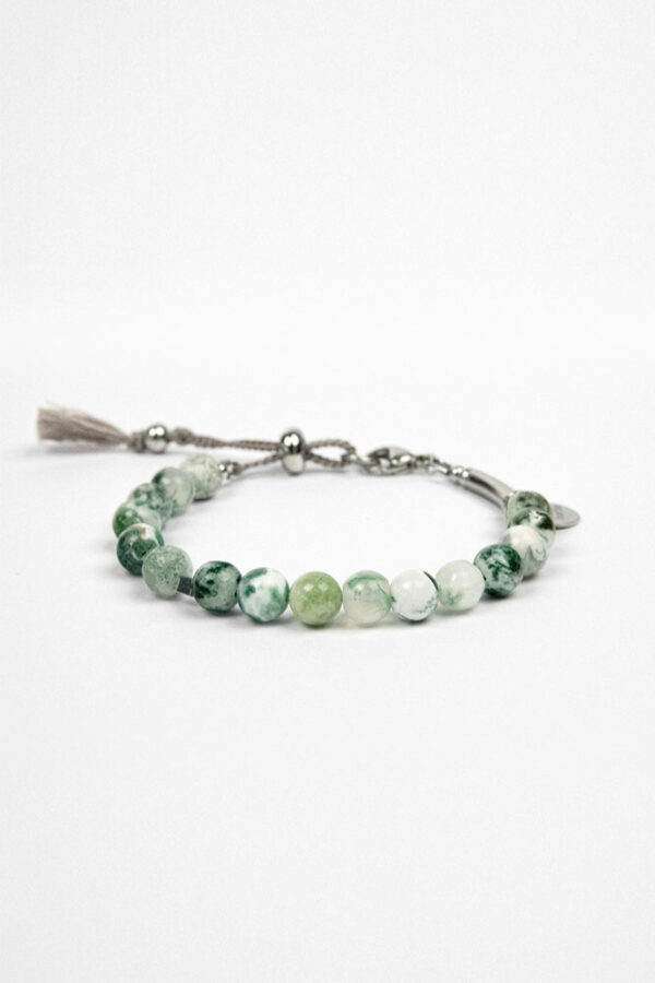 Packshot bracelet en agate arbre Thaïs sur fond blanc